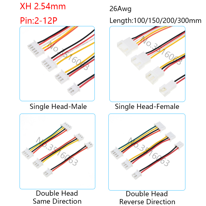 Jumper Wire Kit - 5/10 pces XH-2.54mm macho/fêmea conector com
