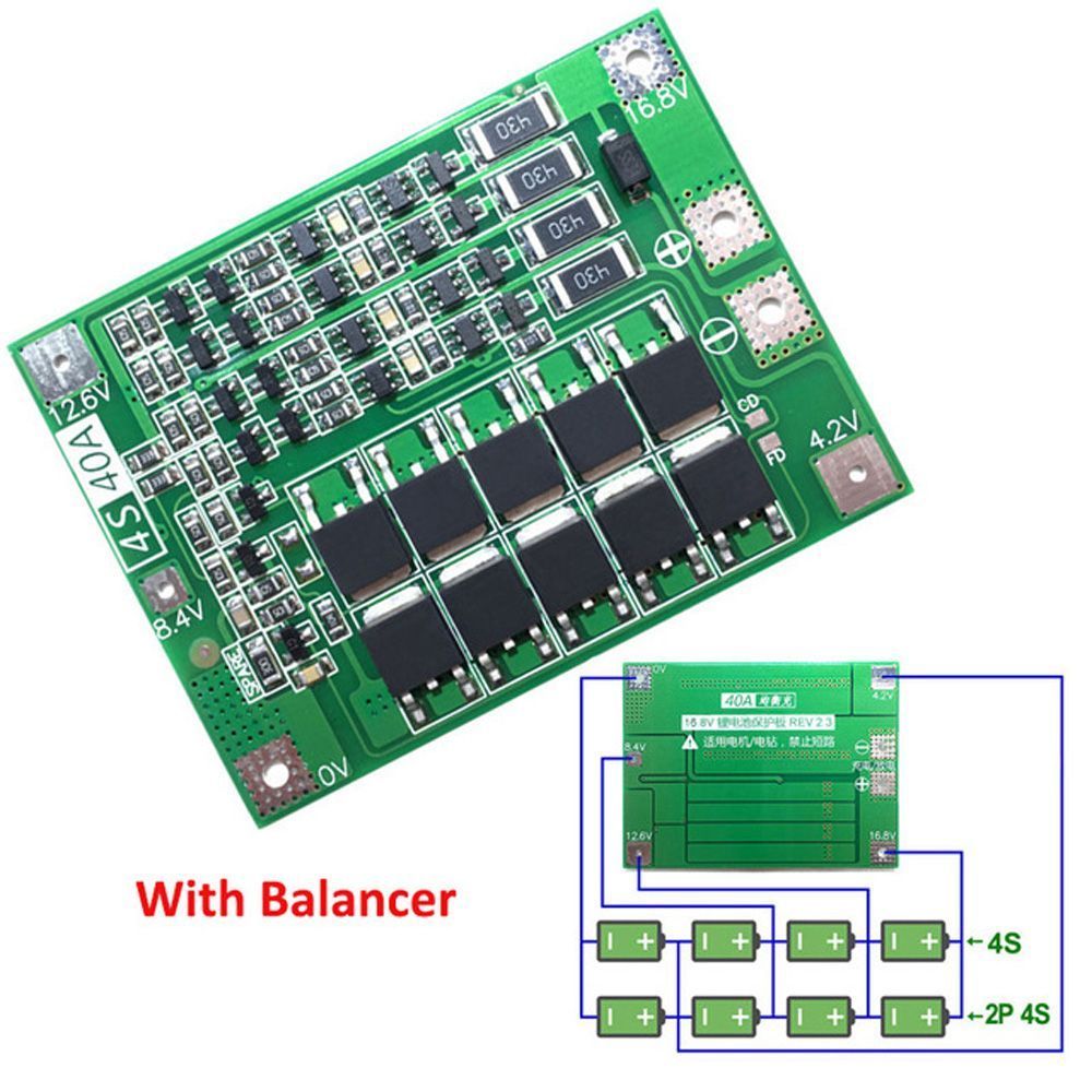 Li Ion Charger Module - Placa de Proteção BMS 4S 40A